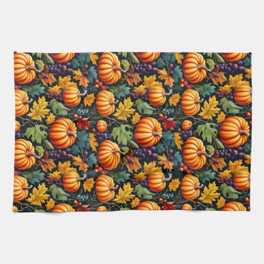 Grote en kleine Herfst pompoenen Theedoek (Horizontaal)