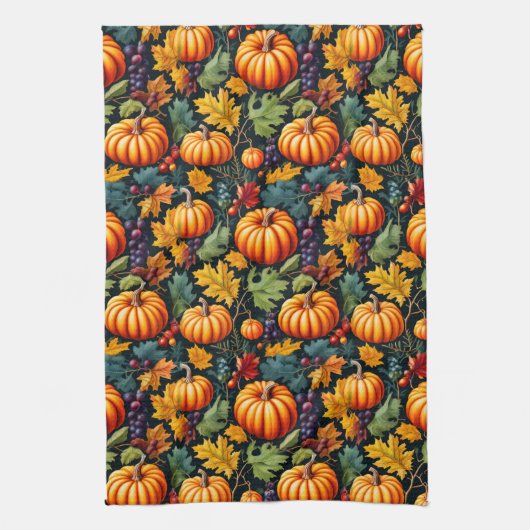 Grote en kleine Herfst pompoenen Theedoek (Verticaal)