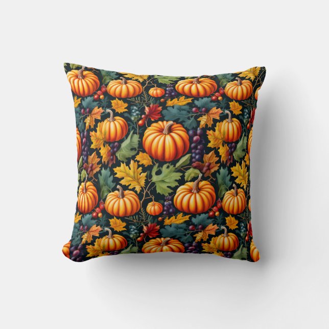 Grote en Kleine Herfstpompoenen Kussen (Voorkant)