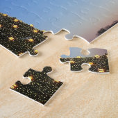 Grote en kleine kerstbomen in vakantie zonsonderga legpuzzel (Zijkant)