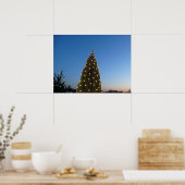 Grote en kleine kerstbomen in vakantie zonsonderga poster (Keuken)