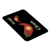 Grote en kleine rode paprika's en zon - Vaatwasser Magneet (Rechterzijde)