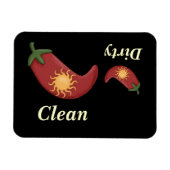 Grote en kleine rode paprika's en zon - Vaatwasser Magneet (Horizontaal)