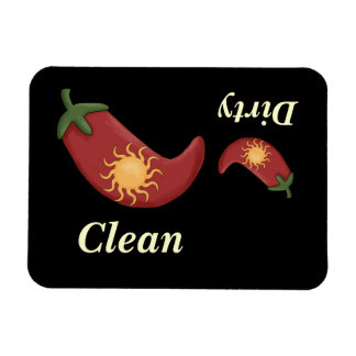 Grote en kleine rode paprika's en zon - Vaatwasser Magneet