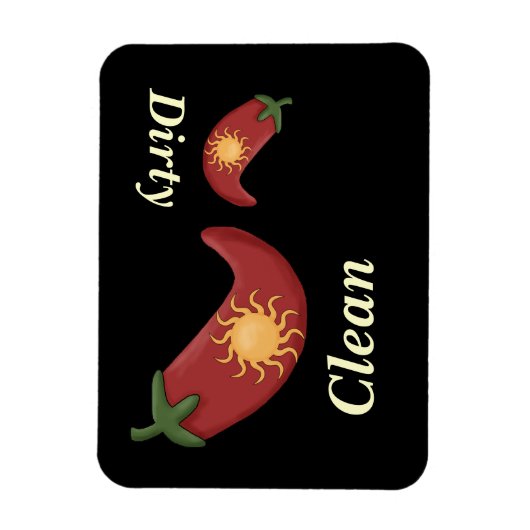 Grote en kleine rode paprika's en zon - Vaatwasser Magneet (Verticaal)