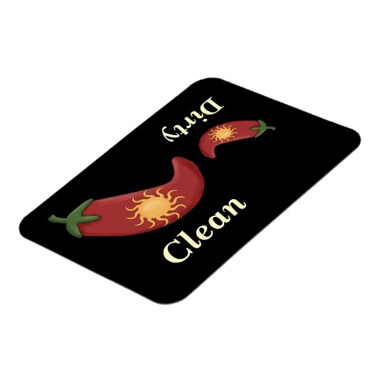 Grote en kleine rode paprika's en zon - Vaatwasser Magneet (Linkerzijde)