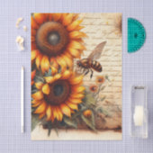 Grote en Kleine Zonnebloemen met Bijen en Schrift Tissuepapier (Craft)