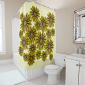 grote en vette gele bloemen met rode strepen douchegordijn (In situ)