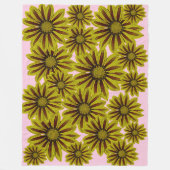 grote en vette gele bloemen met rode strepen fleece deken (Voorkant)