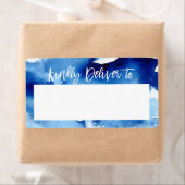 GROTE ENVELOPE ADRES stijlvolle blauwe waterverf Etiket (Insitu)