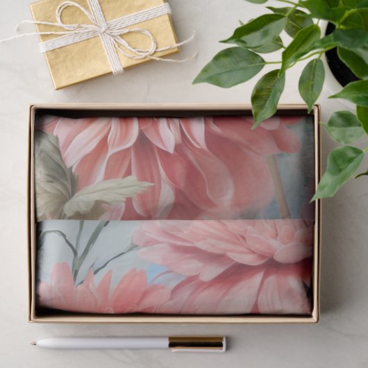 Grote etherische roze & blauwe bloemen Decoupage Tissuepapier (Geschenk)