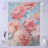 Grote etherische roze & blauwe bloemen Decoupage Tissuepapier (Craft)