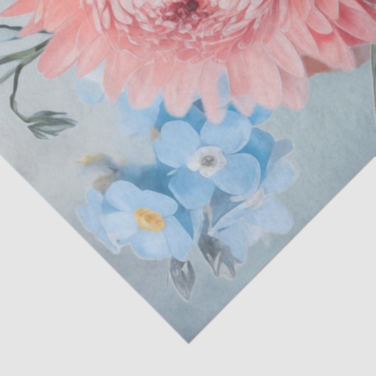 Grote etherische roze & blauwe bloemen Decoupage Tissuepapier
