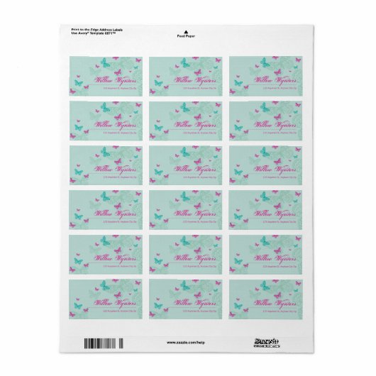 GROTE ETIKETZEGELS :: Vlinders 5 Etiket (Full Sheet)