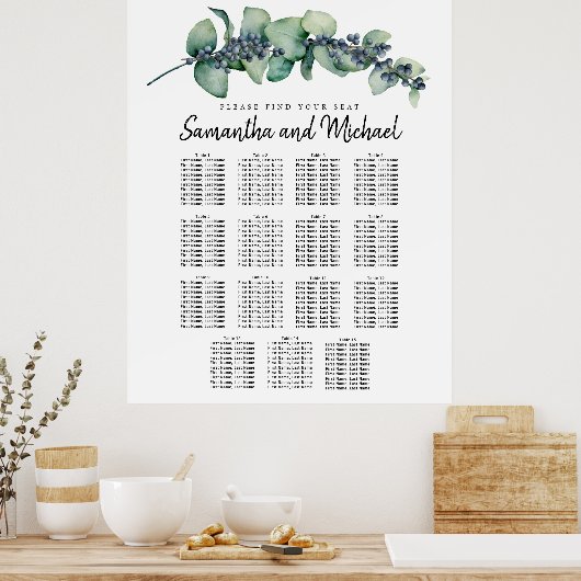 Grote Eucalyptus Berry 15-tabel Zitkuur Poster (Keuken)