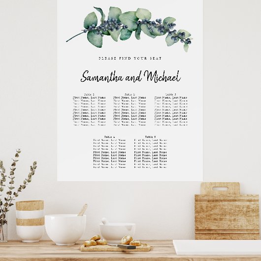 Grote Eucalyptus Berry 5-tabel Zitkuur Poster (Keuken)