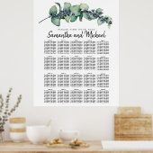 Grote Eucalyptus Botanische 20-tabelzentabel Poster (Keuken)