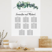 Grote Eucalyptus Botanische 8-tabel stoelenkaart Poster (Keuken)