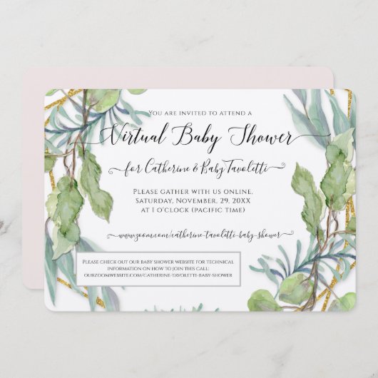 Grote Eucalyptus-vulling Virtuele babymeisjesdouch Kaart (Voorkant / Achterkant)