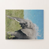 Grote exotische grijze olifant die loopt legpuzzel (Horizontaal)