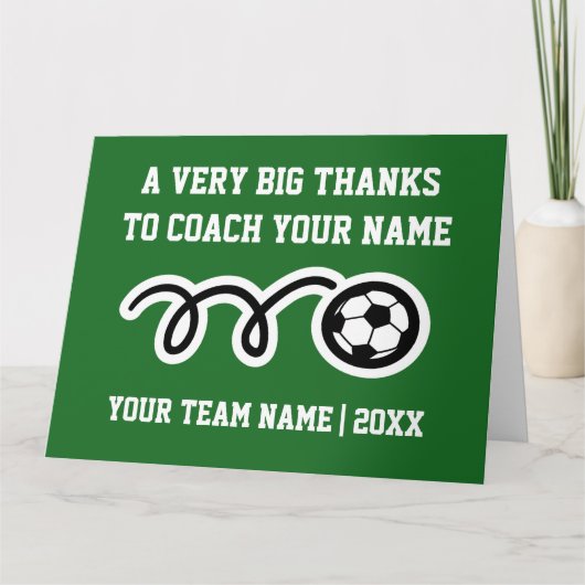 Grote, extra grote bedankkaart voor voetbalcoach (Voorkant)