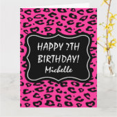 Grote extra grote roze luipaardprint Verjaardagska Kaart (Gele Bloem)