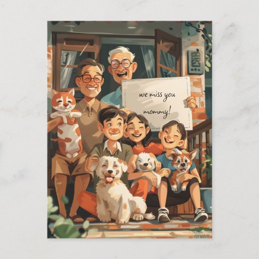 Grote familie briefkaart (Voorkant)