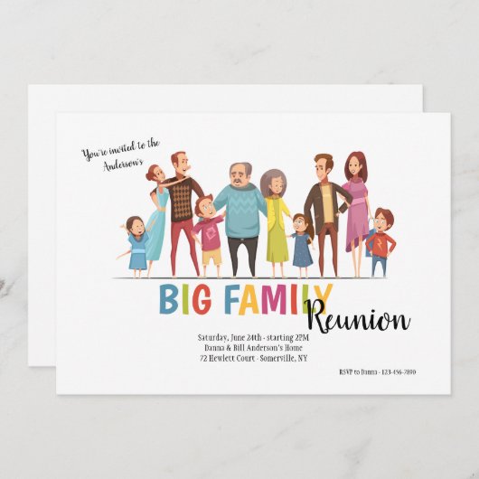Grote familie reünie uitnodiging (Voorkant / Achterkant)
