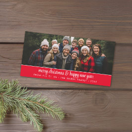 Grote familiefoto panoramisch - minimaal - rood feestdagenkaart