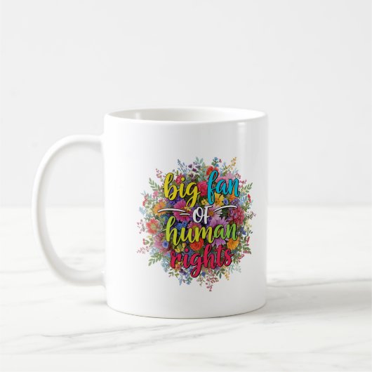 Grote Fan van Mensenrechten Bloemendesign Koffiemok (Links)