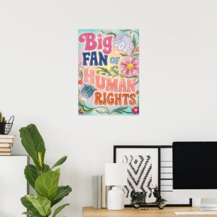 Grote Fan van Mensenrechten Retro Bloemen Quote Poster