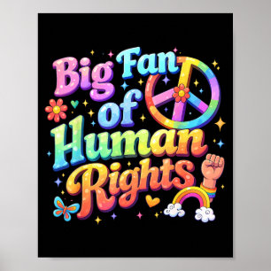 Grote fan van mensenrechten Retro regenboog bloeme Poster