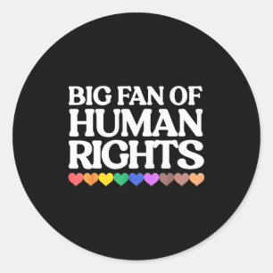 Grote fan van mensenrechten - retro regenboog hart ronde sticker