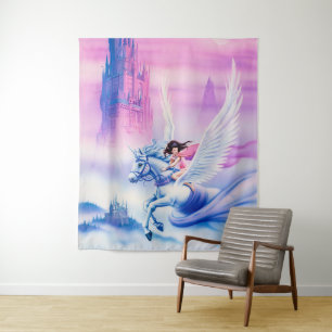 Grote fantasie Princess Unicorn tapestry Wandkleed