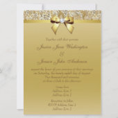 Grote Faux Gold Sequins en Bow Bruiloft Kaart (Achterkant)