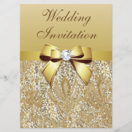 Grote Faux Gold Sequins en Bow Bruiloft Kaart