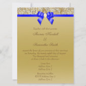 Grote Faux Gold Sequins Royal Blue Bow Weddenschap Kaart (Achterkant)