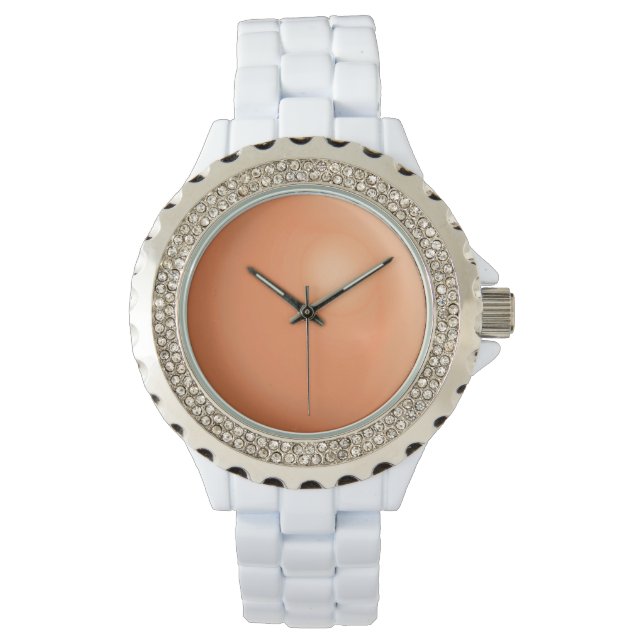 Grote, faux roze koraalsteen horloge (Voorkant)