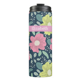 Grote Felgekleurde Bloemen Donker Gepersonaliseerd Thermosbeker