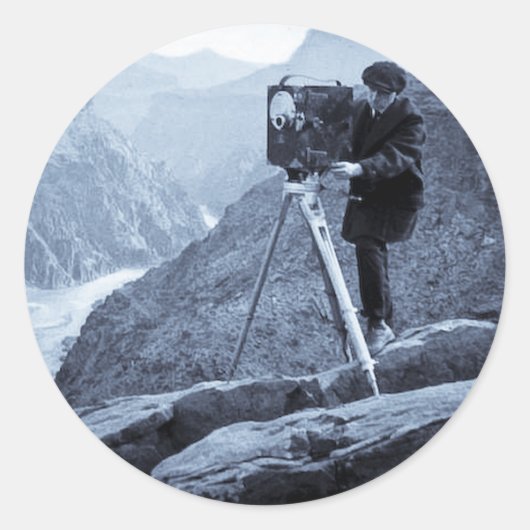 Grote filmcamera met Canyon-fotograaf Ronde Sticker (Voorkant)