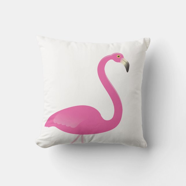 Grote Flamingo op White Outdoor Pillow Buitenkussen (Voorkant)