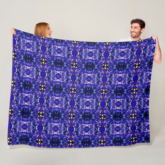 Grote fleece deken blauw/Paarse kristallen (In situ)