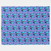 Grote fleece deken blauwe vlinder/lavendel (Voorkant (Horizontaal))