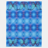 Grote fleece deken blauwe vlinders (Voorkant)
