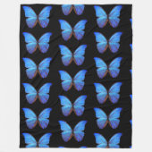 Grote fleece deken blauwe vlinders/zwart (Voorkant)