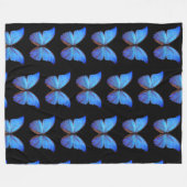 Grote fleece deken blauwe vlinders/zwart (Voorkant (Horizontaal))