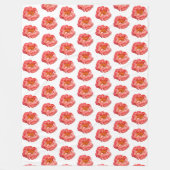 Grote fleece deken koraal pioenrozen (Voorkant)