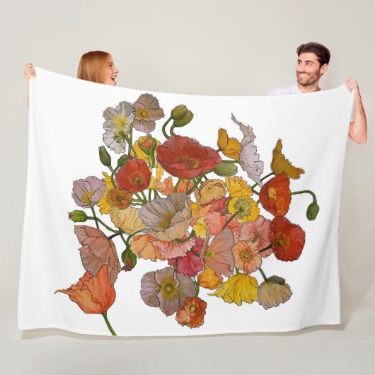 grote fleece deken met multimedia Poppies (In situ)