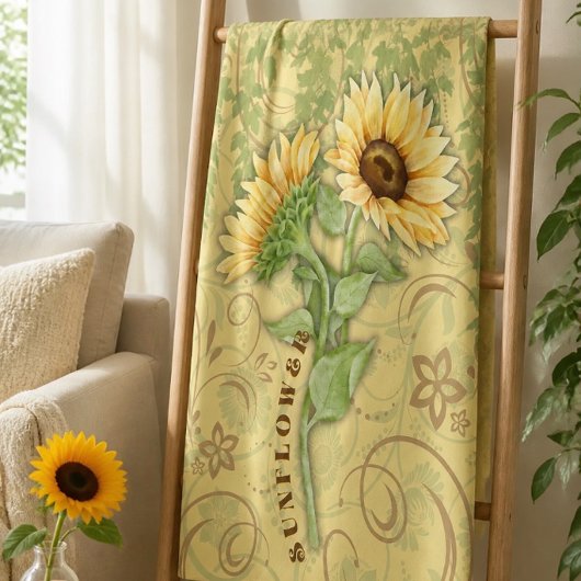 Grote fleece deken met zonnebloem