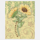 Grote fleece deken met zonnebloem (Voorkant)